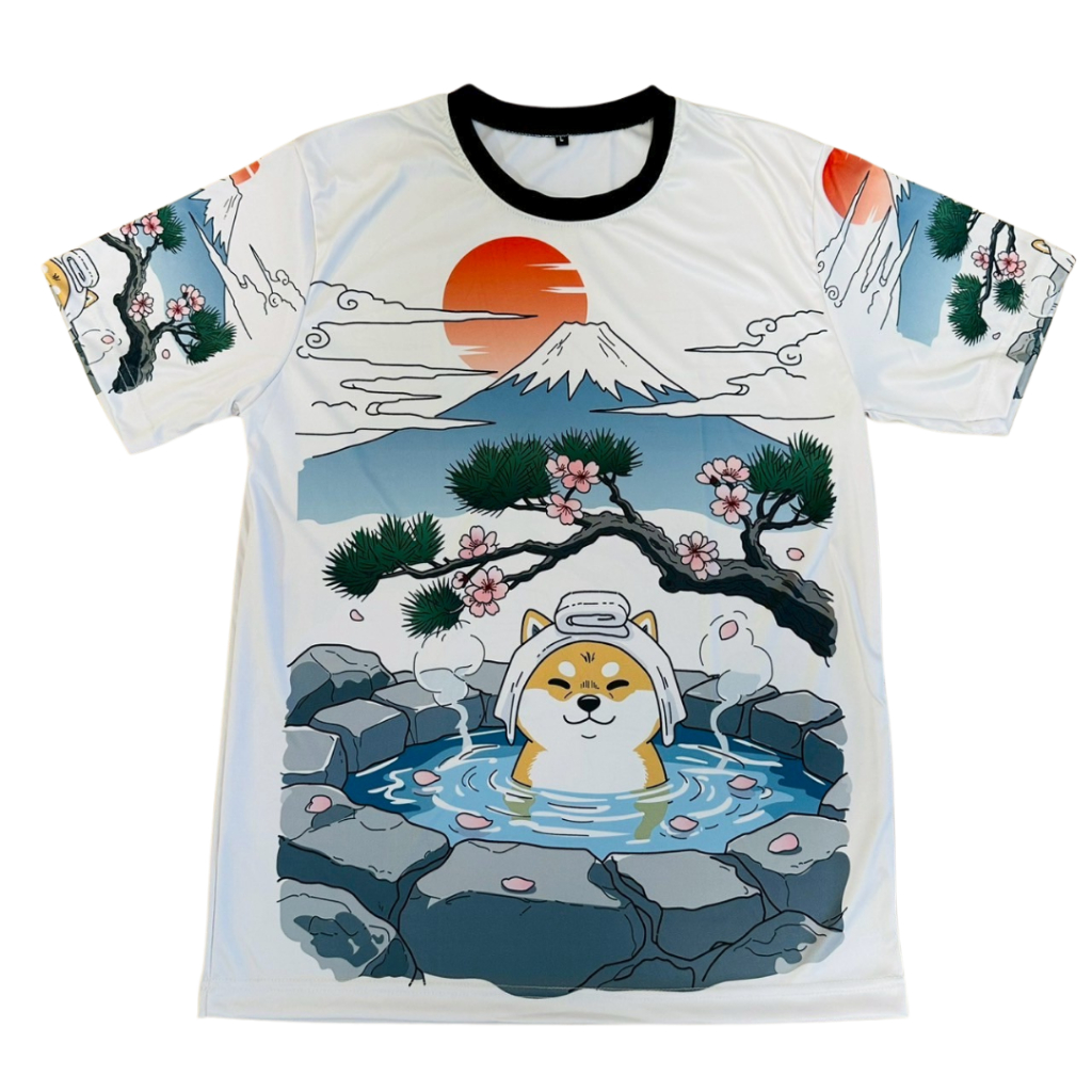 (ลายใหม่)เสื้อยืดลายชิบะแช่ออนเซ็น