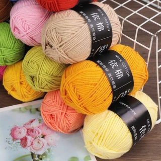 50G! ไหมพรมคอตตอนนม 4ply น้ำหนัก50กรัม สีพาสเทล ถักง่าย ถักโครเชต์ 4ply Milk cotton yarn พร้อมส่งจากไทย