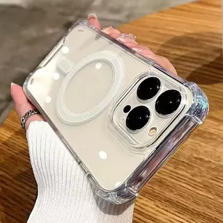 เคสป้องกันแม่เหล็กกันกระแทกโปร่งใส, เคสป้องกัน, TPU + PC เหมาะสําหรับ iPhone11-17 11/11Pro/11Pro/14/13 /12/15/16e promax