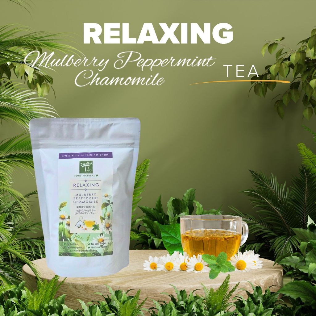 ชาใบหม่อน ผสมดอกคาโมมายล์ และเปปเปอร์มินต์ Dazzling-t RELAXING Mulberry, Chamomile, Peppermint มาตรฐ