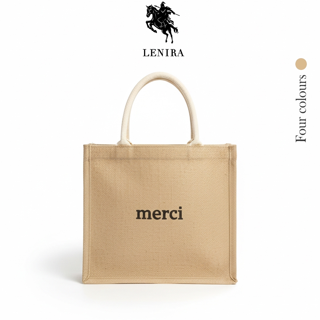 Lenira(B1321) กระเป๋า merci กระเป๋าช้อปปิ้งผ้ากระสอบ