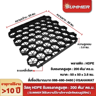แผ่นพลาสติกปูพื้น บล็อกพลาสติกปูพื้น Grass Paver 50x50x3.5 ซม. สำหรับปลูกหญ้า โรยหิน