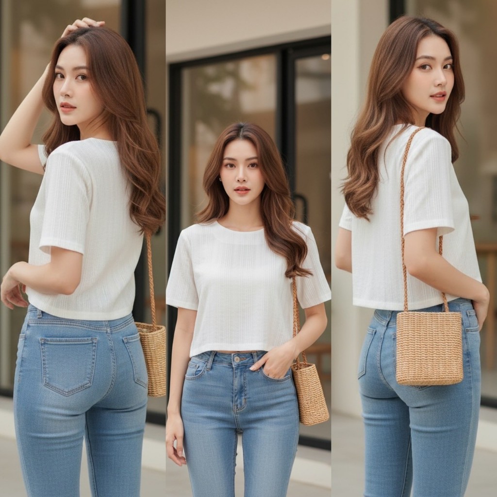 🧶🧵 เสื้อครอปผ้าฝ้าย เสื้อครอปผ้าฝ้ายทอลาย