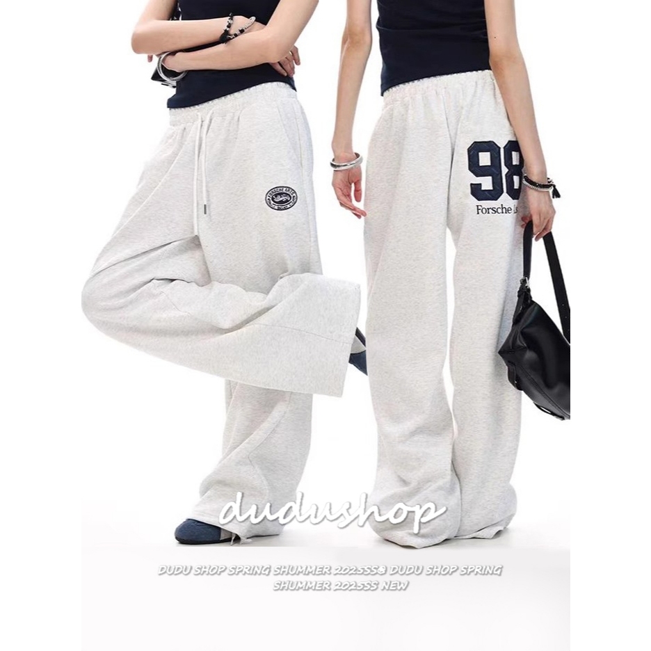 [Trendy font print, sports casual wide-leg pants]กางเกงขากว้างพิมพ์ลายเต้นแจ๊สสไตล์สปอร์ตลำลองสำหรับผู้หญิง