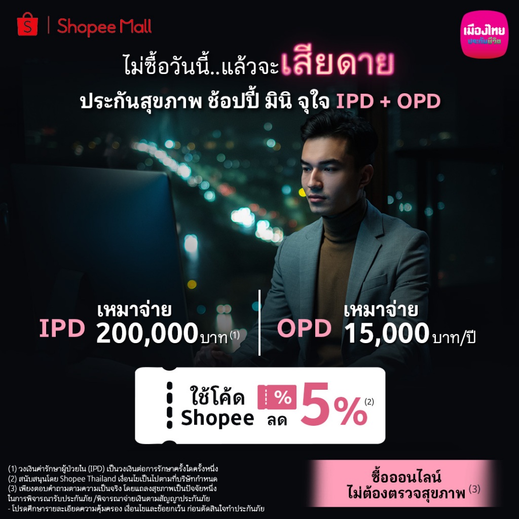 [Coin15%][E-Voucher] ประกันสุขภาพ: ช้อปปี้ มินิ จุใจ IPD+OPD