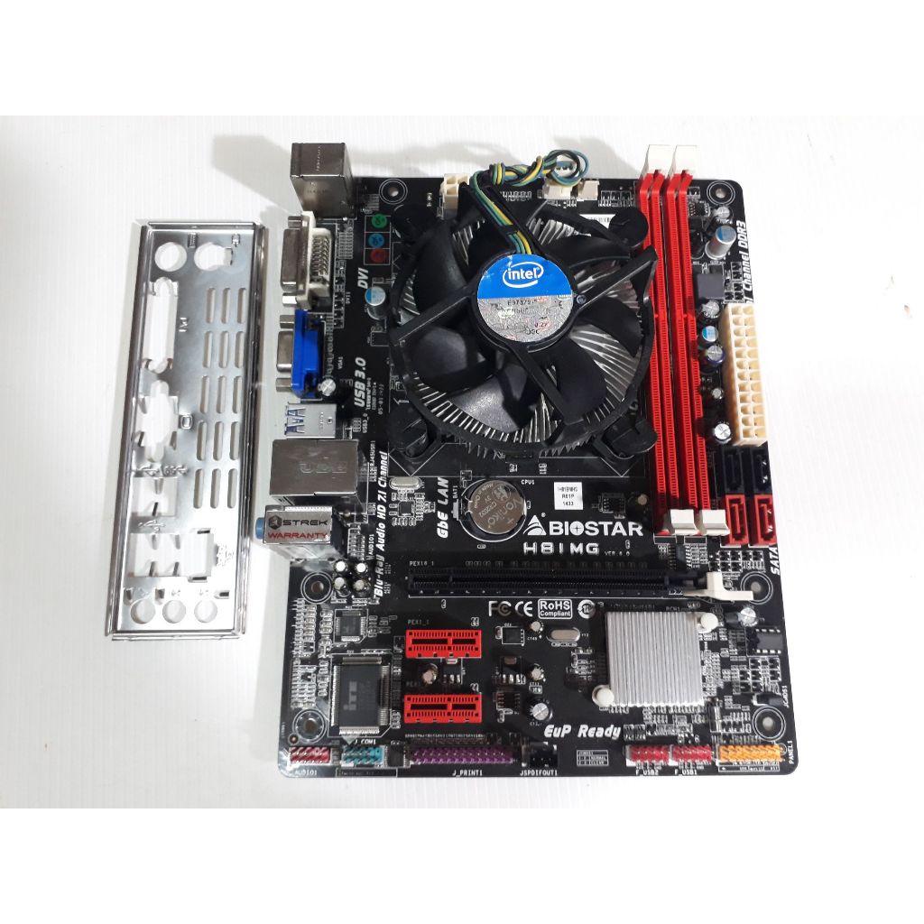 Mainboard 1150 Biostar H81MG มีฝาหลัง + CPU INTEL Core i5-4460 พร้อมซิงค์พัดลม