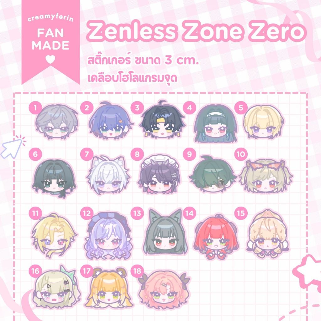 [พร้อมส่ง+มาใหม่!] สติ๊กเกอร์ตกแต่ง 3cm. Zenless Zone Zero