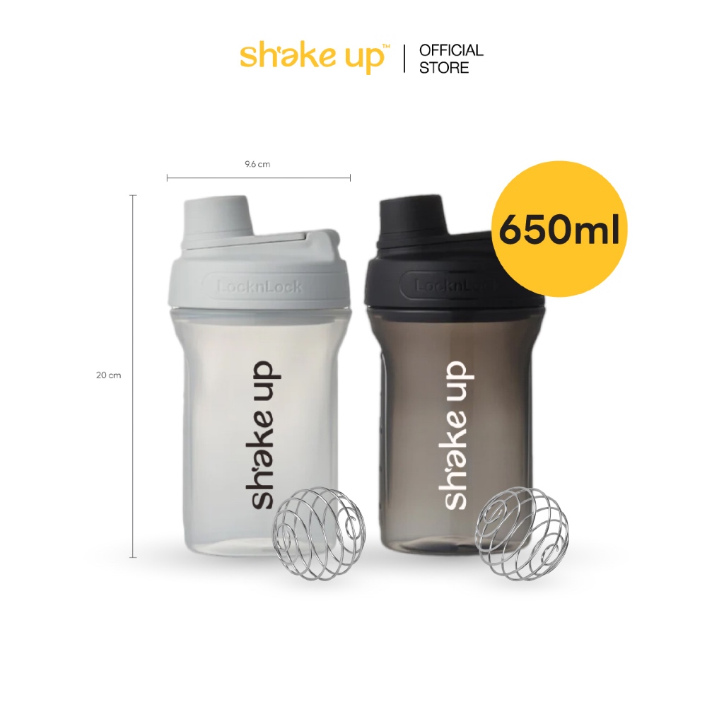 แก้วเชคพลาสติก Sháke up พร้อมลูกบอลเชค | ขนาด 650ml | 2 สี