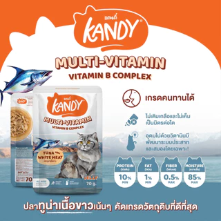 [แบบโหล,12ซอง] Kandy Cat Wet Food 70g. อาหารแมวแคนดี้ อาหารแมวชนิดเปียก ขนาดซองละ 70 กรัม มีให้เลือก 10 สูตร