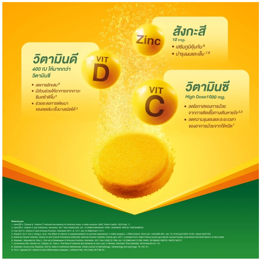 Berocca IMMU D+ (Dietary Supplement) 15 Tablets/Tube  บีรอคคา อิมมู ดี พลัส (ผลิตภัณฑ์เสริมอาหาร) แบบเม็ดฟู่ละลายน้ำ - รูปที่ 2