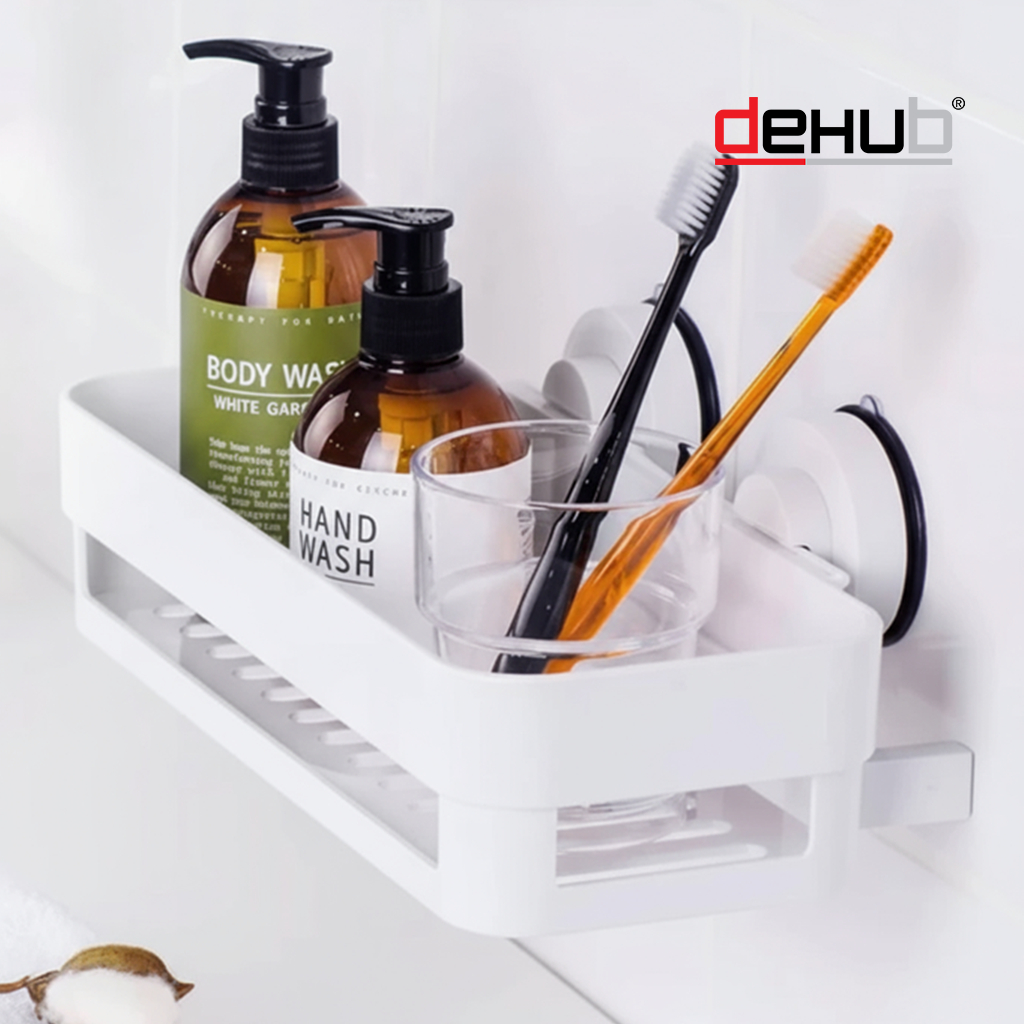 Dehubที่ใส่ขวดยาสระผมในห้องน้ำ ติดผนัง ไม่ต้องเจาะ ติดกำแพงด้วย ตัวล็อคสูญญากาศ Short Bottle Shelf