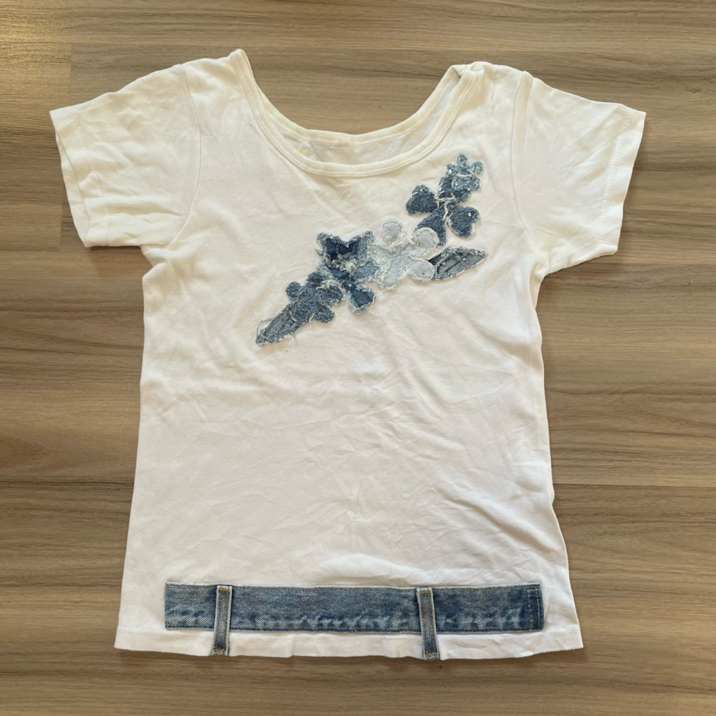 T-shirt  Y2K  น่ารัก ปักยีนส์ 💗