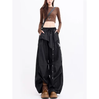 [Summer quick-drying fabric, sports wide-leg pants]กางเกงขากว้างสไตล์สตรีทลำลองสำหรับเล่นกีฬาเต้นรำผู้หญิง