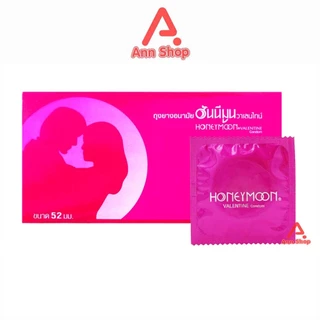 Honeymoon Valentine ถุงยางอนามัย ฮันนีมูน วาเลนไทน์ ขนาด 52 มม. บรรจุ 100 ชิ้น [1 กล่อง สีแดง] JJ 5262 ถุงยาง Condom