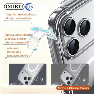 OUKU เคสใสแม่เหล็ก Magnetic Case สำหรับ iOS ป้องกันการกระแทกรอบด้าน Anti-Tellowing ใช้งานได้ยาวนาน