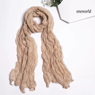 (รหัสYZ-173) ผ้าพันคอ ผ้าคลุมไหล่ ผ้าฝ้ายลินินย่น สีพื้น สำหรับผู้หญิง ผ้าพันคอกันลมกันหนาว ผ้าคลุมไหล่กันแดด
