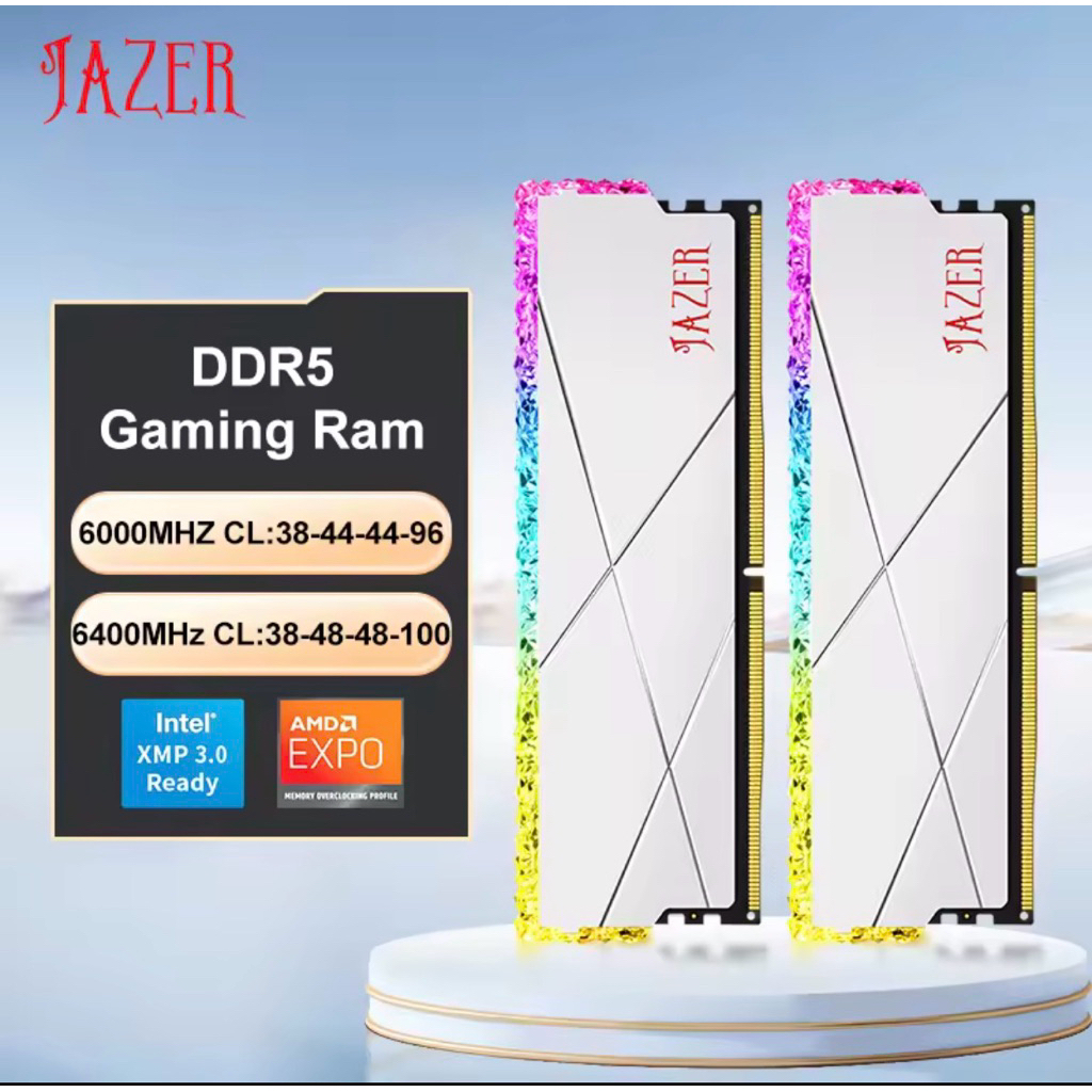 JAZER RGB DDR5 32GB(16GBX2) 6000MHz Memoria Ram ประสิทธิภาพสูง