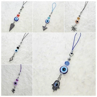 Phone charm >> EVIL EYE 🧿 ที่ห้อยมือถือ ที่ห้อยโทรศัพท์ พวงกุญแจ | เครื่องราง ปกป้อง Hamsa Wicca Clover | ของขวัญปัจฉิม