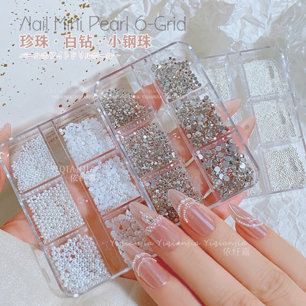 มุกซีกมุกกลม เพชรซีก สำหรับแต่งเล็บ คละไซ๊คละสี กล่องรวม6 🇹🇭🇹🇭🇹🇭 - รูปที่ 2