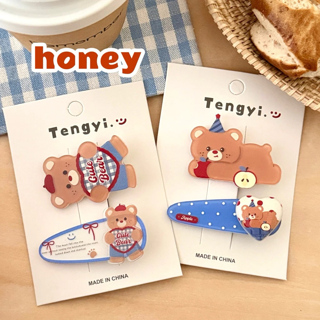 Cute 404 กิ๊บติดผม กิ๊บหนีบผมน้องหมีสุดคิ้วท์ 2 ชิ้น/แพ็ค