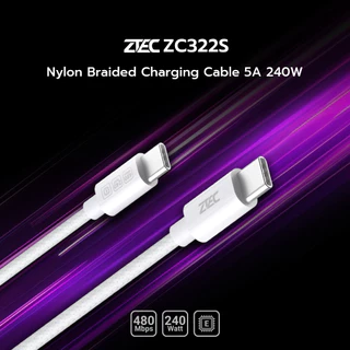ZTEC ZC322S สายชาร์จเร็ว USB-C to USB-C 5A 240W รองรับเทคโนโลยี PD และ QC วัสดุสายถัก ยาว 2 เมตร -2Y