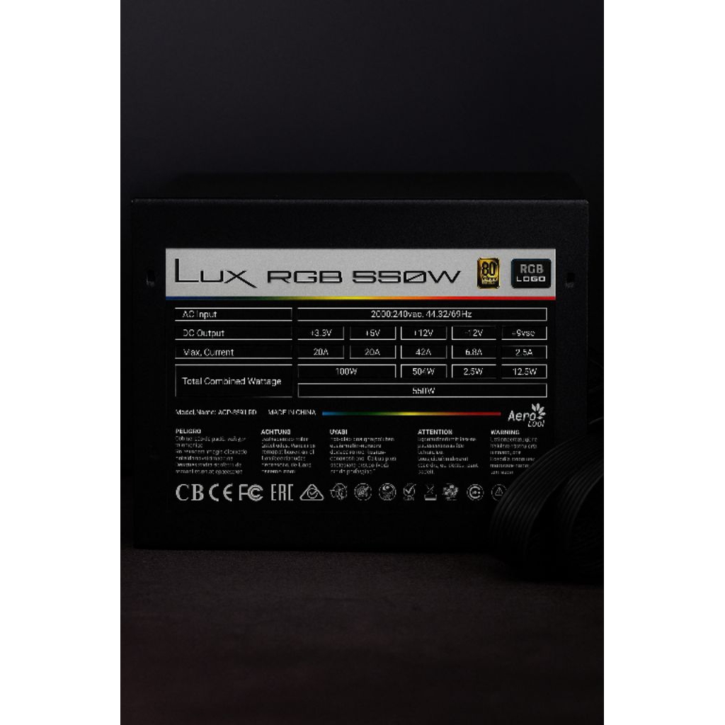 Power Supply Aerocool LUX RGB 550W 80+ Bronze