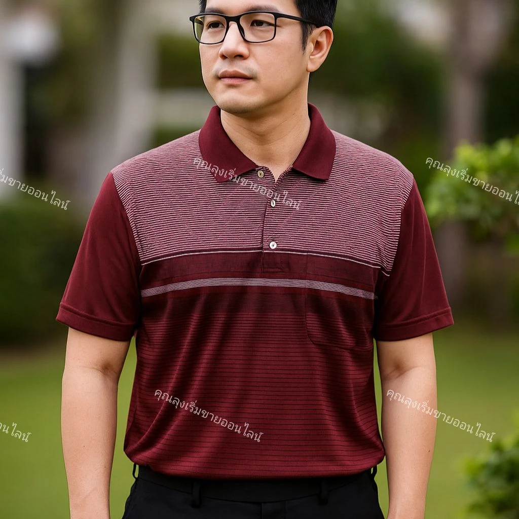 เสื้อโปโลคุณพ่อคุณตาเนื้อผ้านุ่มไม่ต้องรีดไม่ยับPOLO