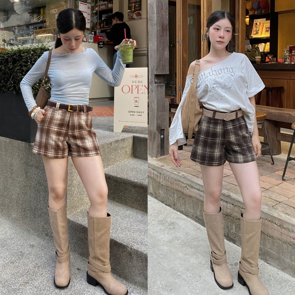 A.SCOTT SHOT PANTS กางเกงขาสั้นลายสก็อต