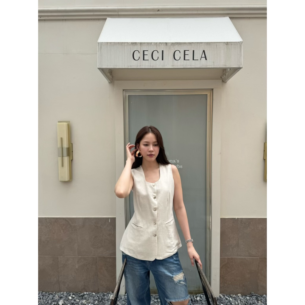 🌟 เสื้อทรงVest คอยู เข้ารูปทรงยาวคลุมสะโพก isamu (sth)🌟