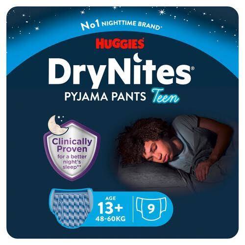 Huggies DryNites Bedwetting Pyjama Pants Boy Teen Age 13+(49-60kg)9 Pants
