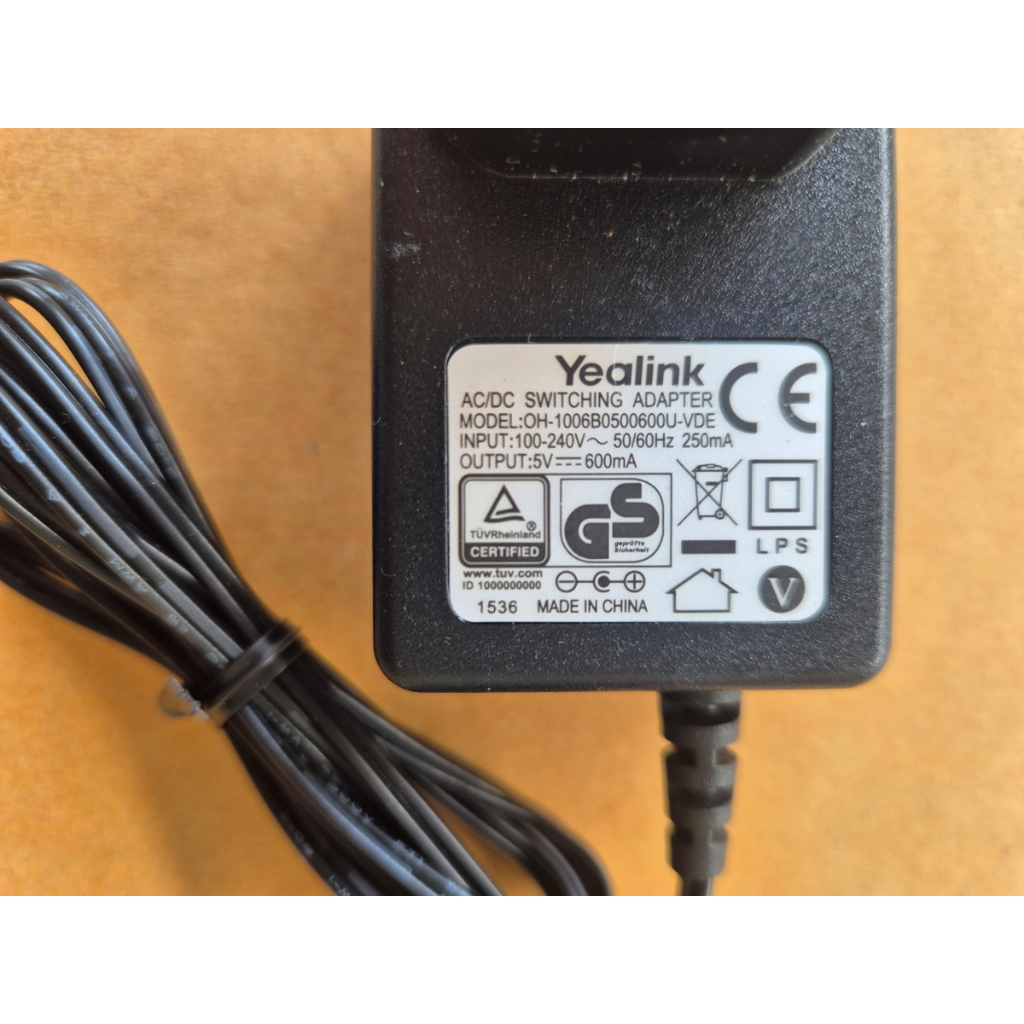 ของแท้ Yealink adapter 5V 600mA for T19-T21-T31-W52P Power Supply Unit (PSU) อะแดปเตอร์