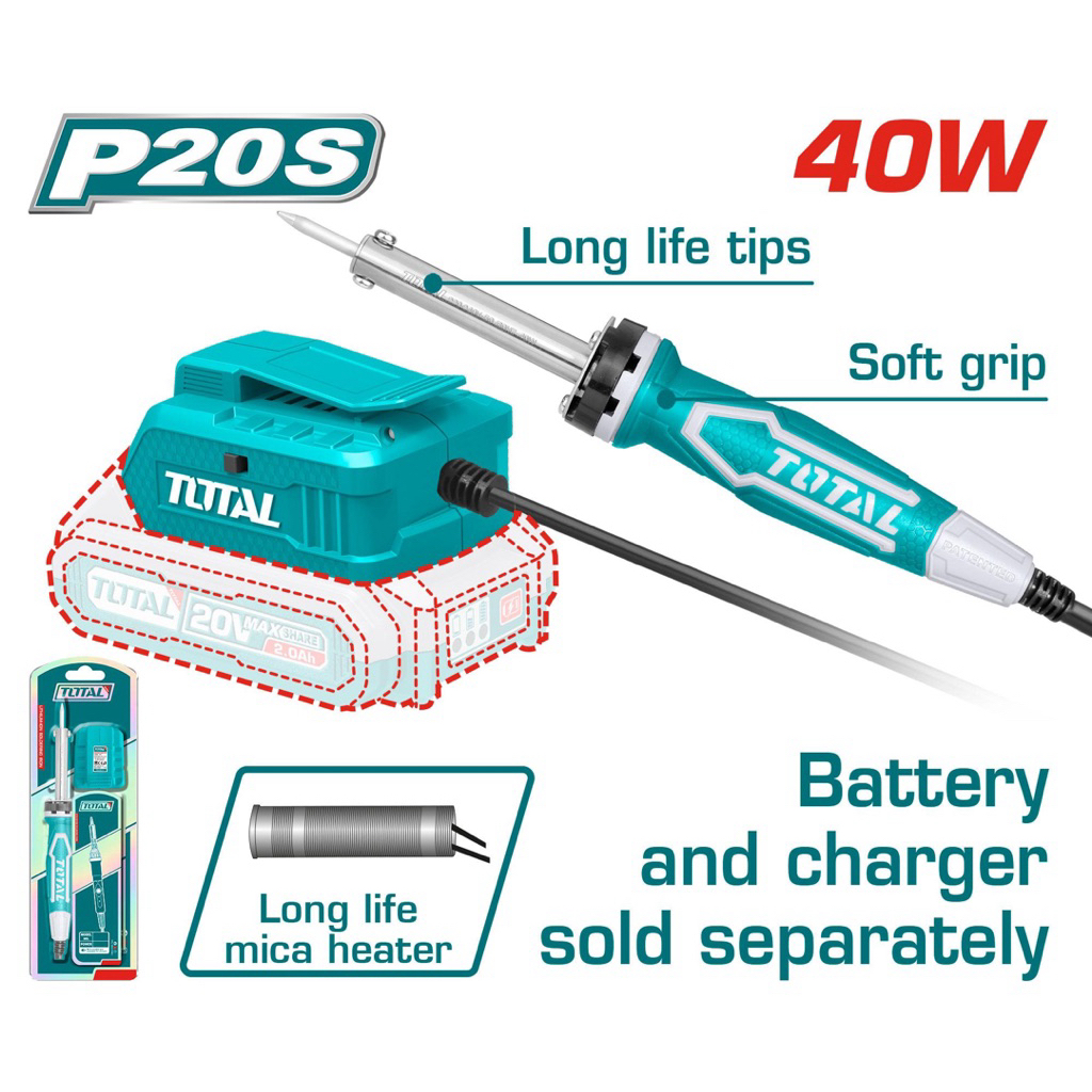 TOTAL หัวแร้งปากกา แบตเตอรี่ ไร้สาย 20 โวลท์ รุ่น TSILI2001 ( Lithium Ion Soldering Iron )