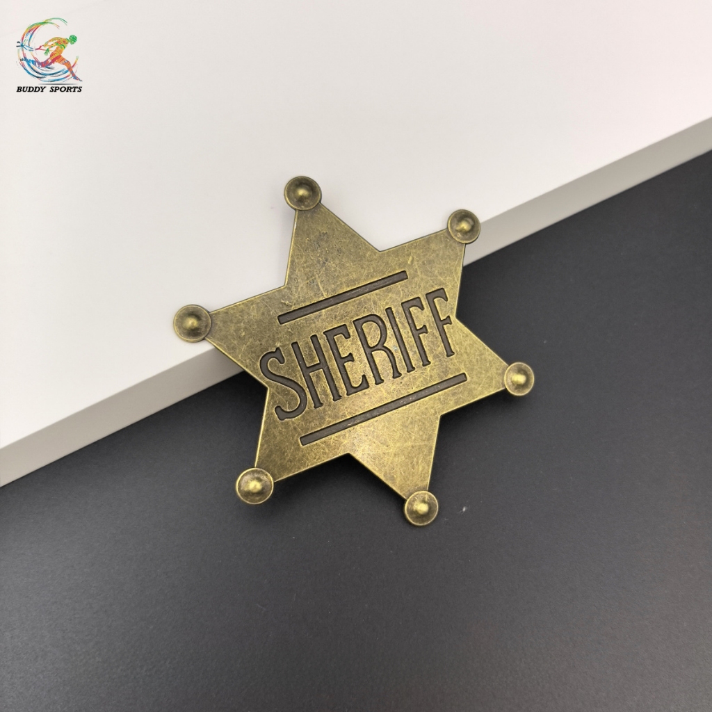 Sheriff Badge เข็มกลัดตรานายอำเภอ สไตล์วินเทจอเมริกันแท้ เพิ่มความเท่ให้ลุคของคุณ แบบวินเทจ 00PIN01