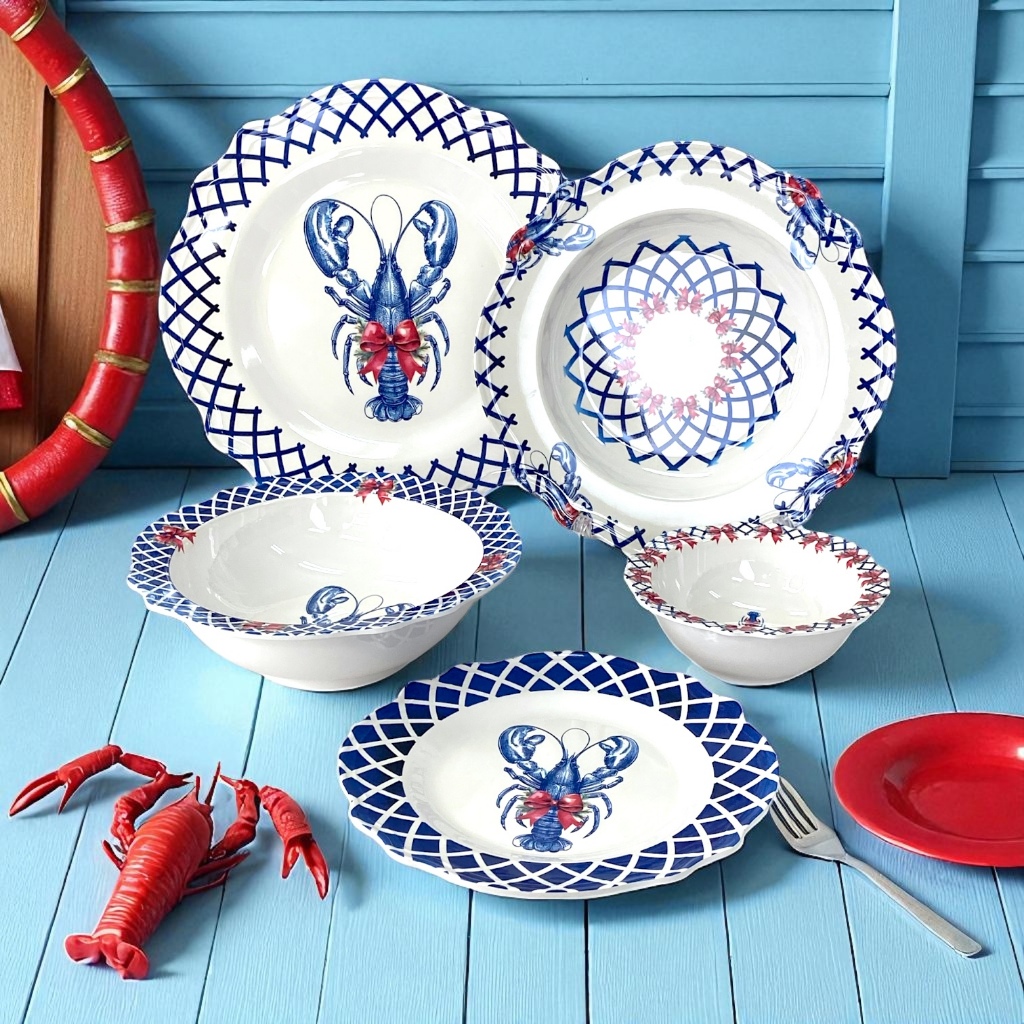 จาน-ชามเมลามีน ลาย Blue Lobster (บลู ล็อบสเตอร์)  แบรนด์ Srithai Superware