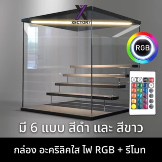 กล่อง Art Toy อะคริลิคใส ปรับไฟRGB รีโมท สีดำสีขาว ตู้โชว์โมเดลฟิกเกอร์ Popmart Labubu Molly Crybaby