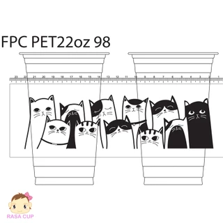 [FP22 พิมพ์ลาย-100] แก้ว PET 22oz รุ่น FP22 สกรีนลายต่างๆ มีสีให้เลือกสกรีนสีขาว/ ดำ บรรจุ 100 ใบ (เฉพาะแก้วไม่รวมฝา
