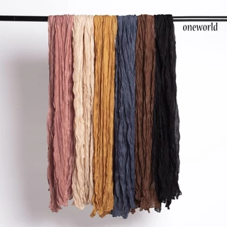 (รหัสYZ-173) ผ้าพันคอ ผ้าคลุมไหล่ ผ้าฝ้ายลินินย่น สีพื้น สำหรับผู้หญิง ผ้าพันคอกันลมกันหนาว ผ้าคลุมไหล่กันแดด