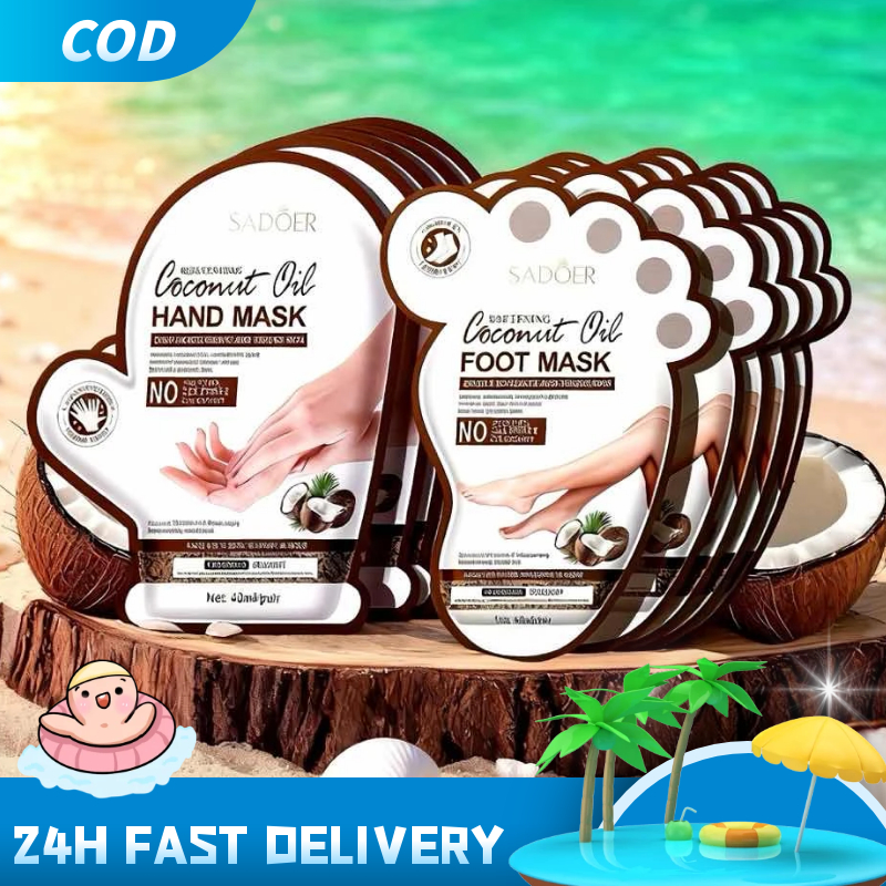 A Fish🐟SADOER มาส์กมือมาส์กเท้า น้ำมันมะพร้าว บำรุงผิวให้นุ่มชุ่มชื้น