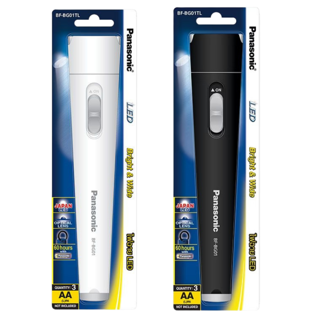 ไฟฉาย Led Panasonicแท้ ใช้ถ่าน 2A*3ก้อน BF-BG01TL-Z2 คละสี (มีสีขาว/สีดำ) มีมอก.