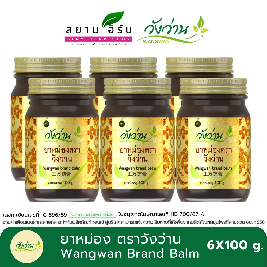 [แพ็ค 6 ขวด] Wangwan (วังว่าน) ยาหม่องวังว่าน/ยาหม่องเสลดพังพอน วังว่าน 100 กรัม