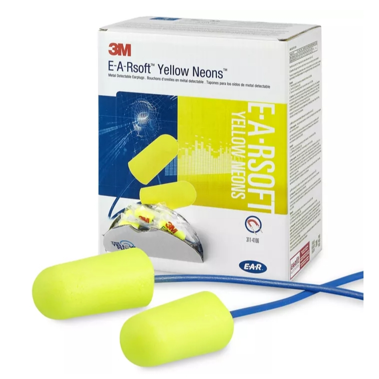 3M โฟมอุดหูลดเสียง รุ่น E-A-R Soft 311-1250 E-A-R Soft Yellow Neons มีสาย ( 1 คู่ )