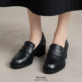 𝐌𝐈𝐍𝐈𝐌𝐀𝐋𝐈𝐒𝐓 รองเท้าหนังวัวแท้ รุ่น Hayden (All Black) หนังนิ่…