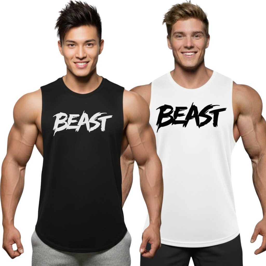 BEAST เสื้อแขนกุดเว้าแขนกว้าง Drop Arm Sleeveless Muscle Shirt
