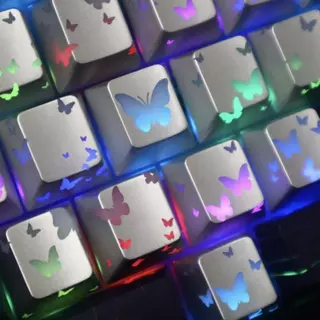คีย์แคป คีย์แคปแสงลอด Keycap ลายผีเสื้อ Cherry Blossom Love Heart Keycap รูปแบบเสริมโปร่งแสง IMD