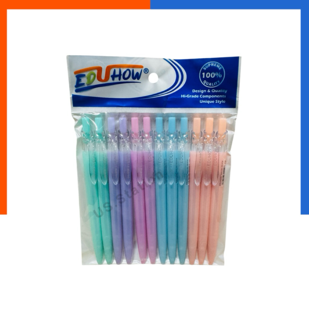 ปากกาลูกลื่น แบบกด EDU OG-573F หมึกน้ำเงิน 0.5 mm 3ด้าม/12ด้าม ปากกา สีหวาน เขียนลื่น จับถนัดมือ เบา