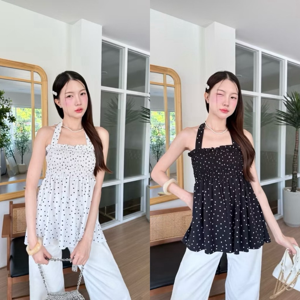 เกาะอกคล้องคอ Polka Dot งานป้าย Prod 🖤🤍