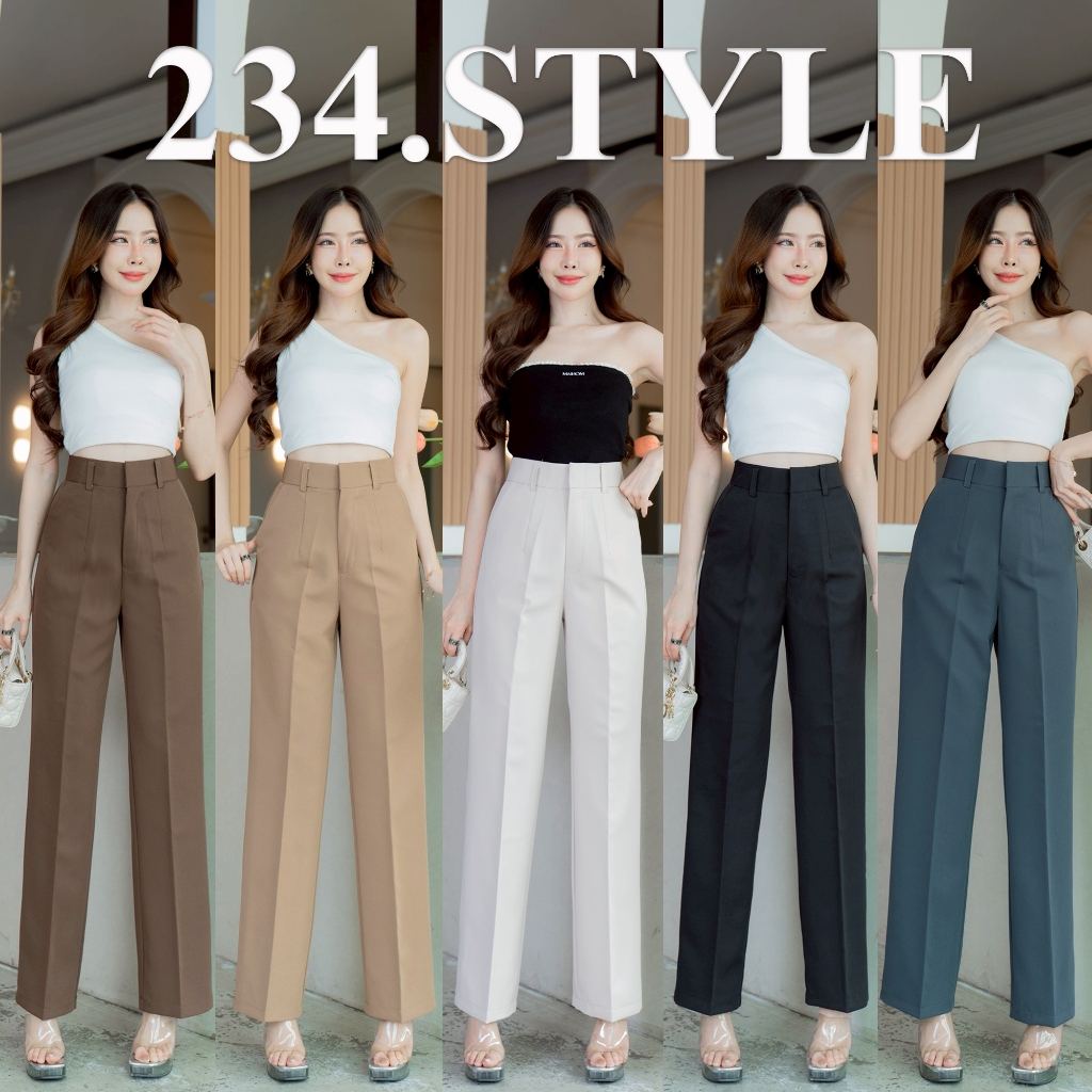 ZN01 กางเกงกระบอกกลางซิปหน้าตะขอ เอวสูง ทรงสวย ผ้ายับยาก ผ้าพอลลี่ ใส่ทำงาน แมตซ์ได้ทุกลุค