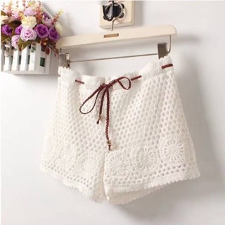 กางเกงถัก ขาสั้น ถักโครเชต์