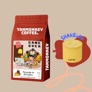 Tanmonkey Coffee Dark Game เมล็ดกาแฟคั่วเข้ม ไม่เปรี้ยว Brazil House Blend 250 g. (Caramel Pudding)
