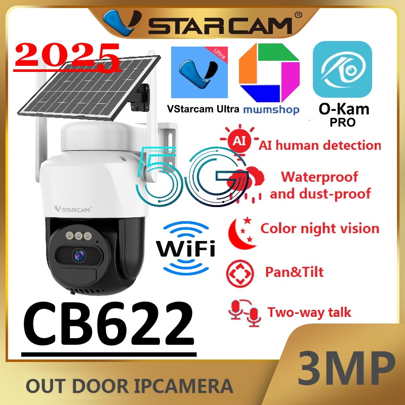 Vstarcam CB622 ใหม่ล่าสุด（รองรับ Wi-Fi 5G）กล้องวงจรปิดไร้สายOutdoor ความละเอียด 3 MP(1296P) กันน้ำได